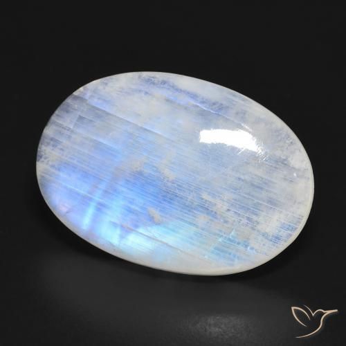 Pedra da lua arco-íris branco natural 16,62ct, corte oval, translúcido