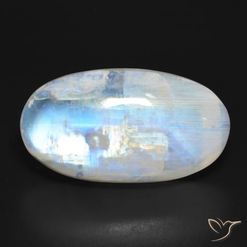 26.86ct Natural Branco azulado Pedra da Lua Arco-Íris, oval, Translúcido