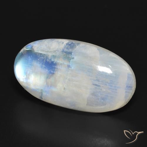 Pedra da Lua Arco-Íris Branco azulado Natural 26.86ct, oval, Translúcido