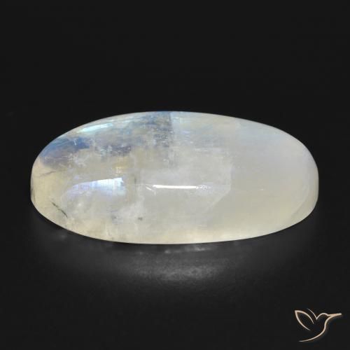 Pedra da Lua Arco-Íris Branco azulado Natural 26.86ct, oval, Translúcido