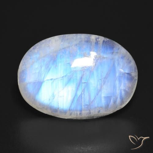 23.16ct Natural Branco azulado Pedra da Lua Arco-Íris, oval, Translúcido
