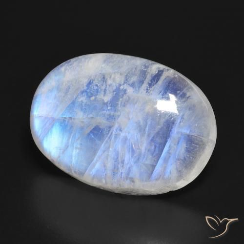 Pedra da Lua Arco-Íris Branco azulado Natural 23.16ct, oval, Translúcido