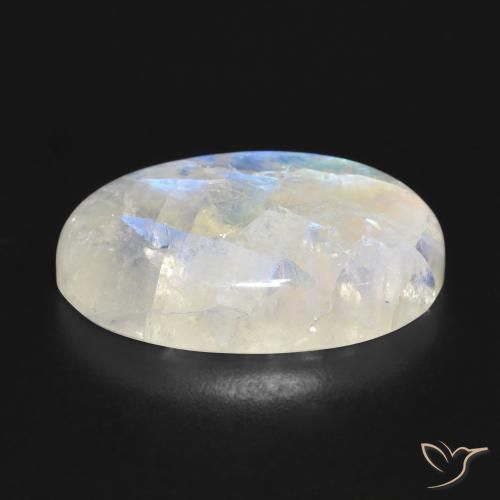 Pedra da Lua Arco-Íris Branco azulado Natural 19.59ct, oval, Translúcido