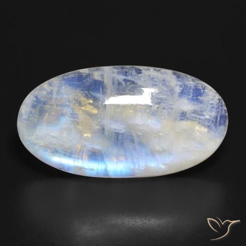 34.30ct Natural Branco azulado Pedra da Lua Arco-Íris, oval, Transparente