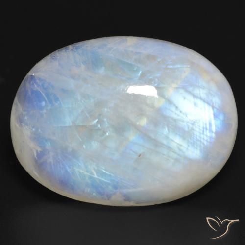 30.84ct Natural Branco azulado Pedra da Lua Arco-Íris, oval, Translúcido