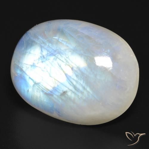 Pedra da Lua Arco-Íris Branco azulado Natural 30.84ct, oval, Translúcido