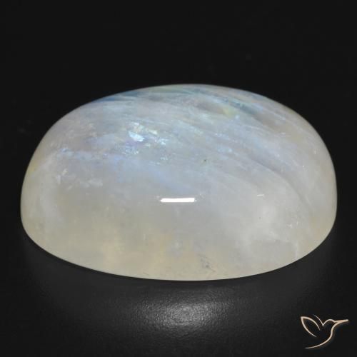Pedra da Lua Arco-Íris Branco azulado Natural 30.84ct, oval, Translúcido