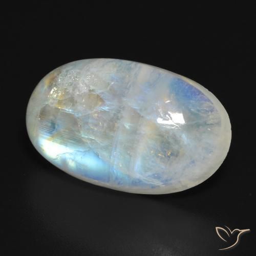 Pedra da Lua Arco-Íris Branco azulado Natural 11.54ct, oval, Translúcido