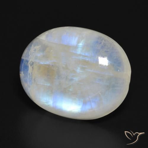 Pedra da Lua Arco-Íris Branco azulado Natural 19.86ct, oval, Translúcido