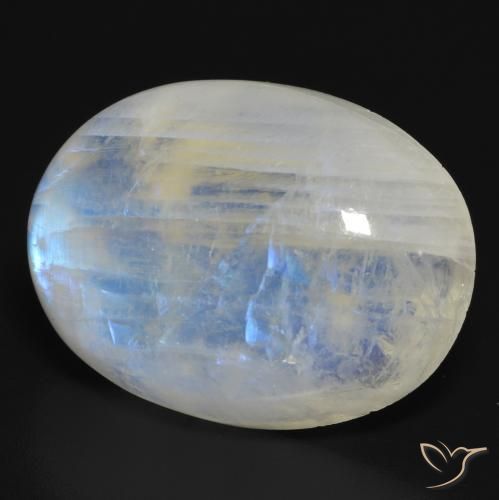 Pedra da Lua Arco-Íris Branco azulado Natural 26.57ct, oval, Translúcido