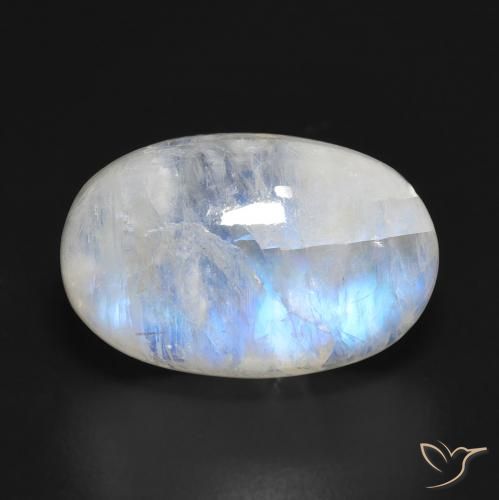 11.83ct Natural Branco azulado Pedra da Lua Arco-Íris, oval, Translúcido