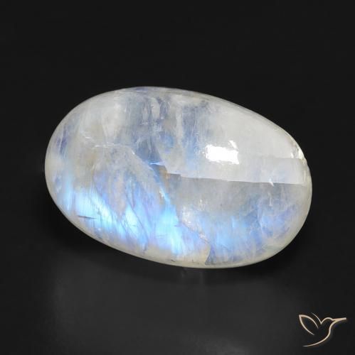 Pedra da Lua Arco-Íris Branco azulado Natural 11.83ct, oval, Translúcido