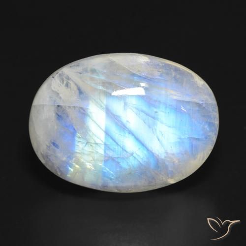 15.90ct Natural Branco azulado Pedra da Lua Arco-Íris, oval, Translúcido