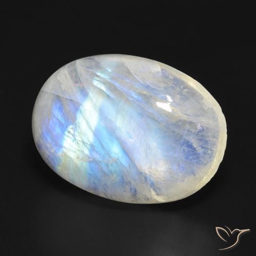 Pedra da Lua Arco-Íris Branco azulado Natural 15.90ct, oval, Translúcido