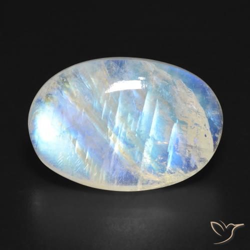 16.07ct Natural Branco azulado Pedra da Lua Arco-Íris, oval, Translúcido