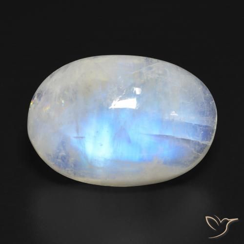 20.99ct Natural Branco azulado Pedra da Lua Arco-Íris, oval, Transparente