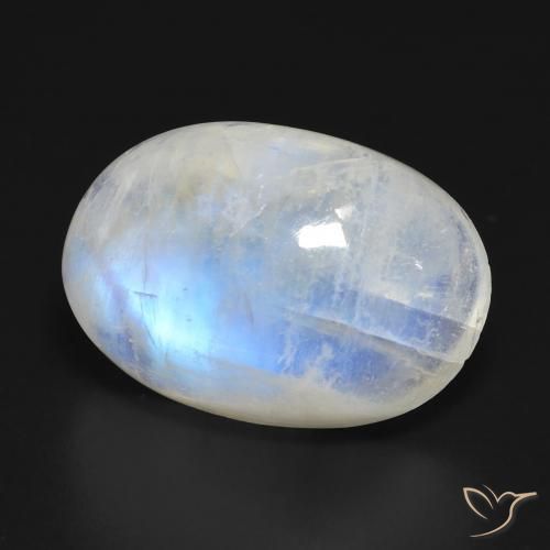 Pedra da Lua Arco-Íris Branco azulado Natural 20.99ct, oval, Transparente