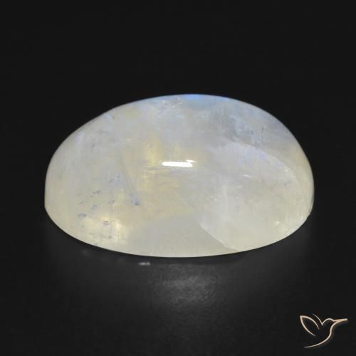 Pedra da Lua Arco-Íris Branco azulado Natural 20.99ct, oval, Transparente