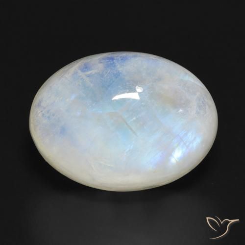 14.50ct Natural Branco azulado Pedra da Lua Arco-Íris, oval, Translúcido