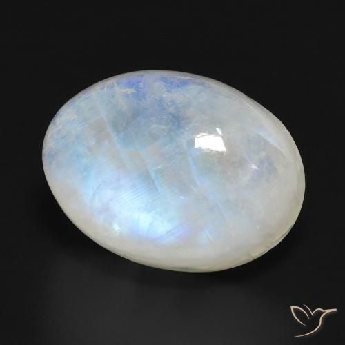 Pedra da Lua Arco-Íris Branco azulado Natural 14.50ct, oval, Translúcido