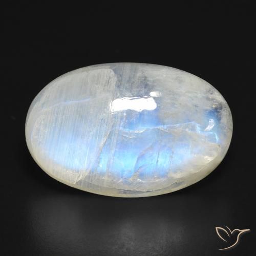 16.32ct Natural Branco azulado Pedra da Lua Arco-Íris, oval, Translúcido