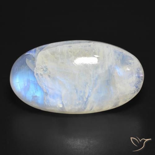 39.99ct Natural Branco azulado Pedra da Lua Arco-Íris, oval, Translúcido