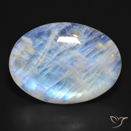 45.90ct Natural Branco azulado Pedra da Lua Arco-Íris, oval, Translúcido
