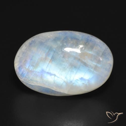 13.53ct Natural Branco azulado Pedra da Lua Arco-Íris, oval, Translúcido