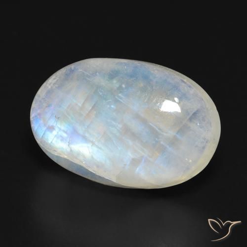 Pedra da Lua Arco-Íris Branco azulado Natural 13.53ct, oval, Translúcido