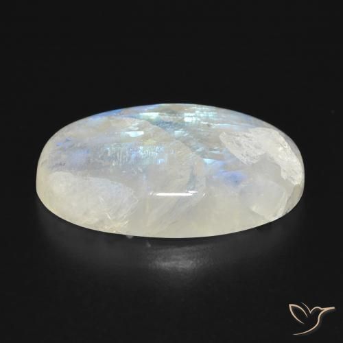 Pedra da Lua Arco-Íris Branco azulado Natural 21.64ct, oval, Translúcido