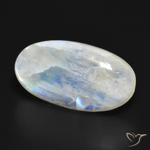 Pedra da Lua Arco-Íris Branco azulado Natural 25.60ct, oval, Translúcido
