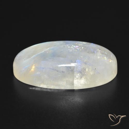 Pedra da Lua Arco-Íris Branco azulado Natural 25.60ct, oval, Translúcido