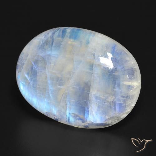 Pedra da Lua Arco-Íris Branco azulado Natural 27.61ct, oval, Translúcido