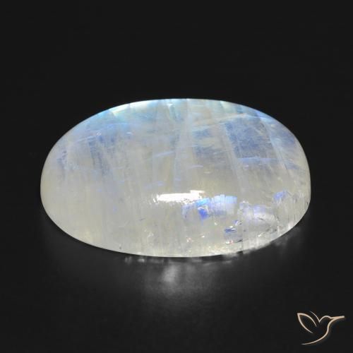 Pedra da Lua Arco-Íris Branco azulado Natural 27.61ct, oval, Translúcido
