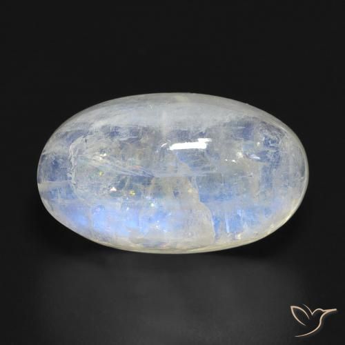 Pedra da lua arco-íris branco natural 14,87ct, corte oval, translúcido