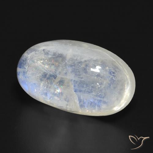 Pedra da lua arco-íris branco natural 14,87ct, corte oval, translúcido