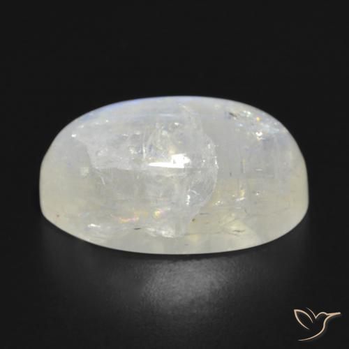 Pedra da lua arco-íris branco natural 14,87ct, corte oval, translúcido