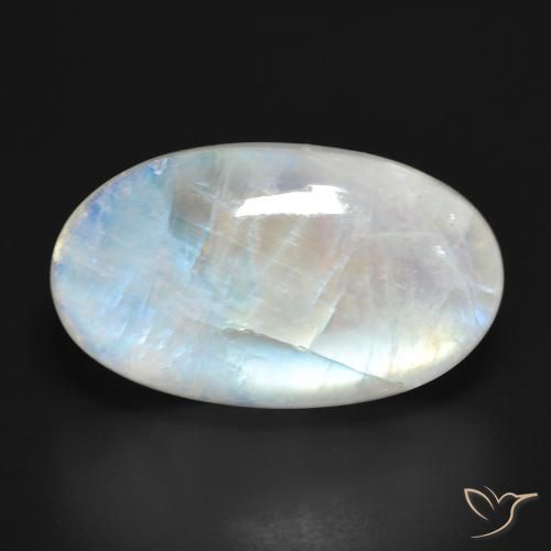25.94ct Natural Branco azulado Pedra da Lua Arco-Íris, oval, Translúcido