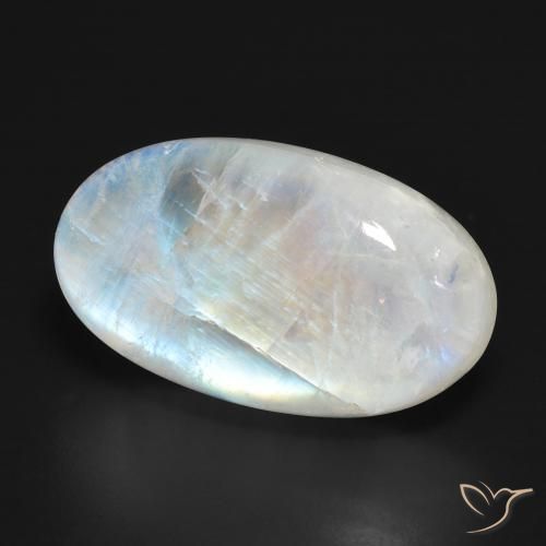 Pedra da Lua Arco-Íris Branco azulado Natural 25.94ct, oval, Translúcido