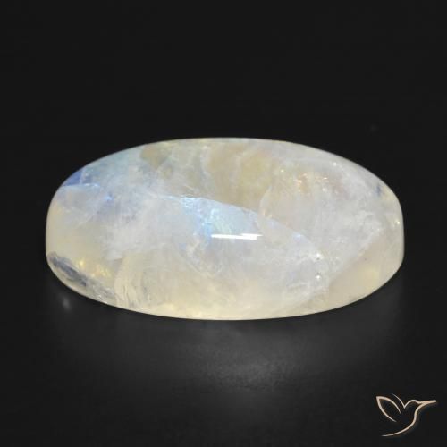 Pedra da Lua Arco-Íris Branco azulado Natural 25.94ct, oval, Translúcido