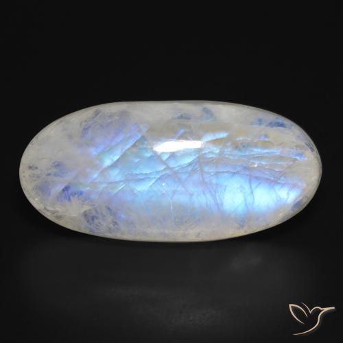 28.30ct Natural Branco azulado Pedra da Lua Arco-Íris, oval, Translúcido
