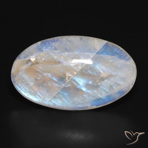 24.46ct Natural Branco azulado Pedra da Lua Arco-Íris, oval, Translúcido