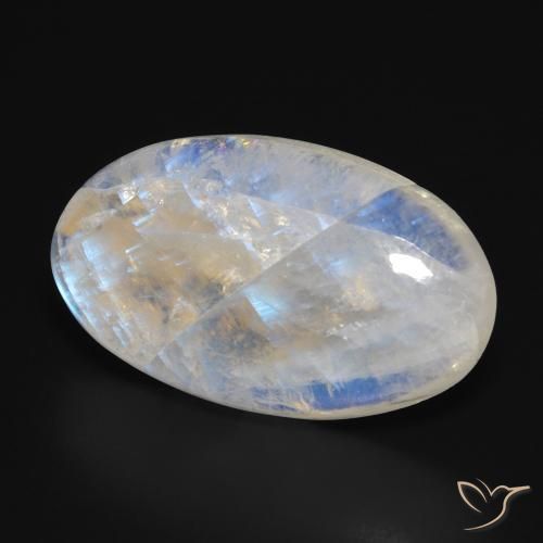 Pedra da Lua Arco-Íris Branco azulado Natural 24.46ct, oval, Translúcido