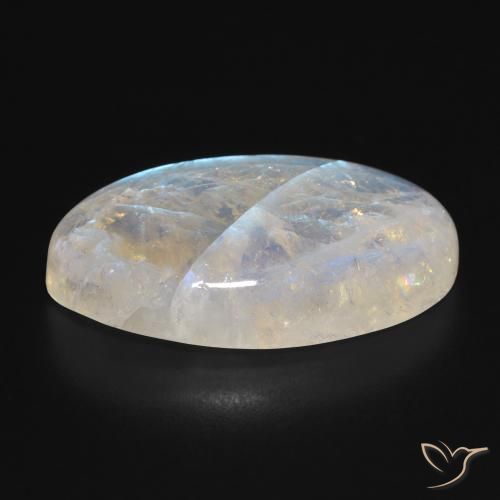 Pedra da Lua Arco-Íris Branco azulado Natural 24.46ct, oval, Translúcido