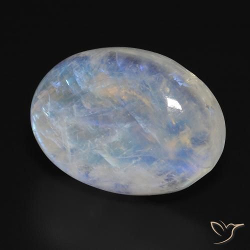 Pedra da Lua Arco-Íris Branco azulado Natural 31.82ct, oval, Translúcido