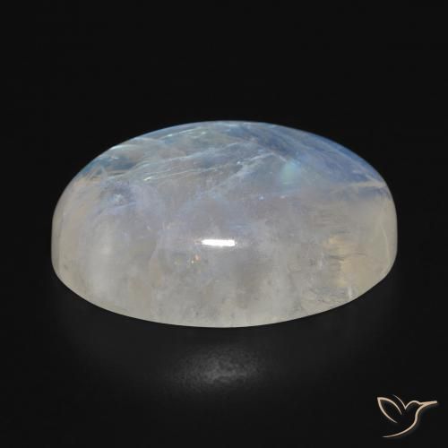 Pedra da Lua Arco-Íris Branco azulado Natural 31.82ct, oval, Translúcido
