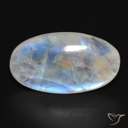 26.45ct Natural Branco azulado Pedra da Lua Arco-Íris, oval, Translúcido