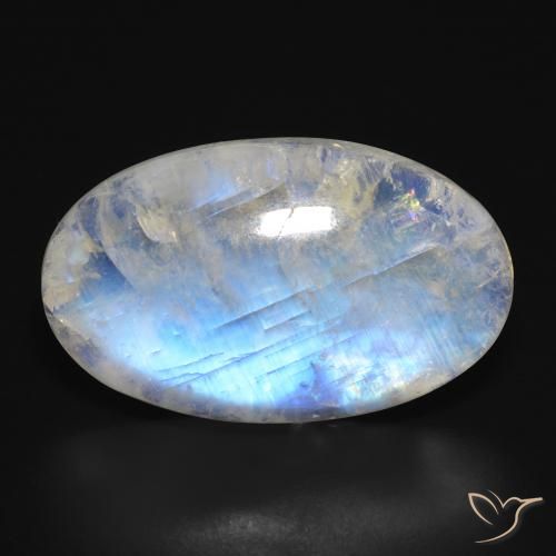 23.70ct Natural Branco azulado Pedra da Lua Arco-Íris, oval, Translúcido