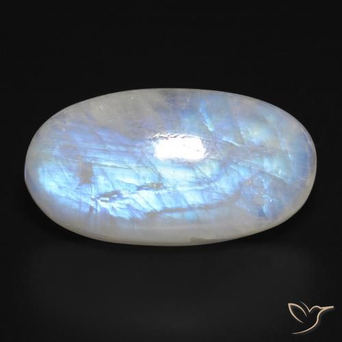 28.13ct Natural Branco azulado Pedra da Lua Arco-Íris, oval, Translúcido