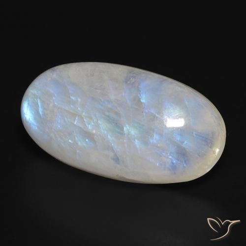 Pedra da Lua Arco-Íris Branco azulado Natural 28.13ct, oval, Translúcido